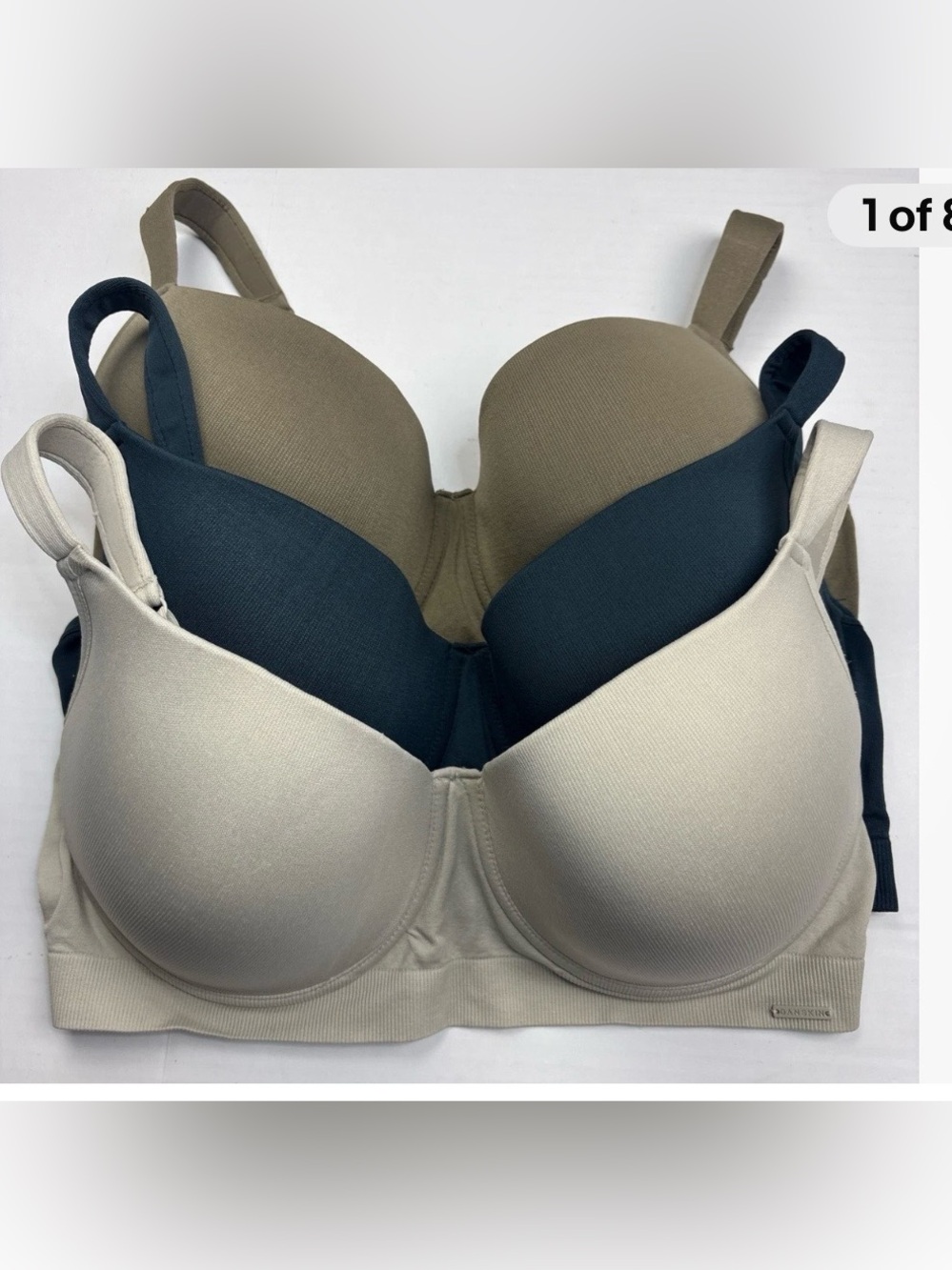 Danskin Intimates Women 42D Bra Lot of 3 Beige Brown Green Molded Underwire